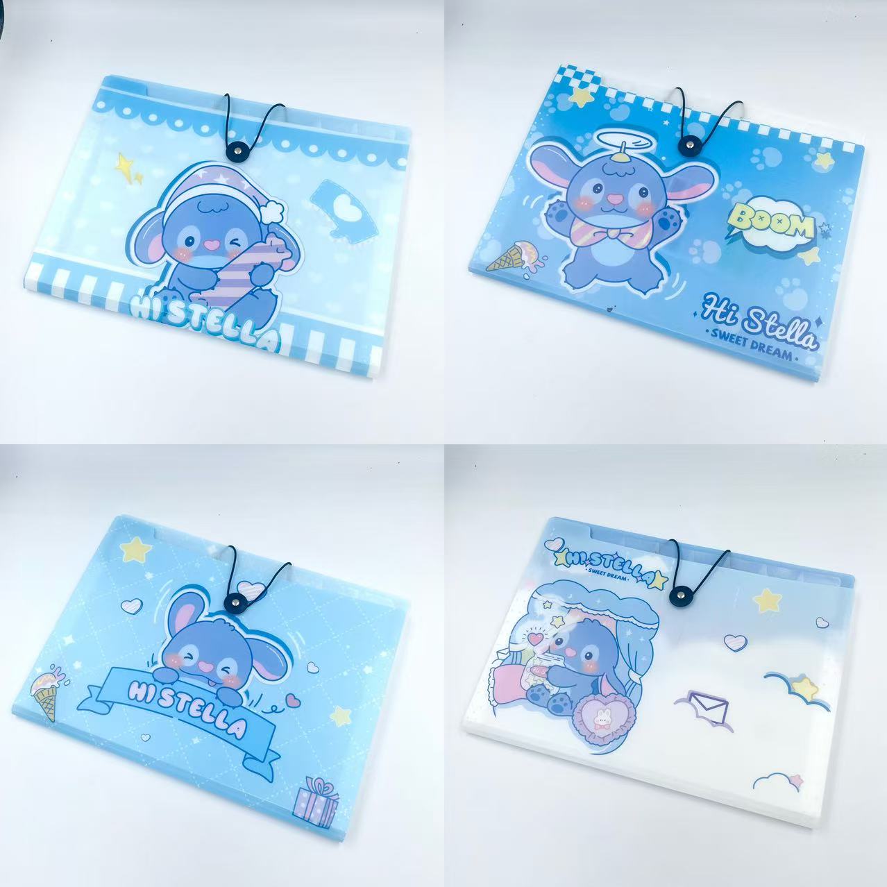 A4 student cartoon printing, 8-panel organ clip, office supplies folder, rope buckle file folder, storage test paper bag