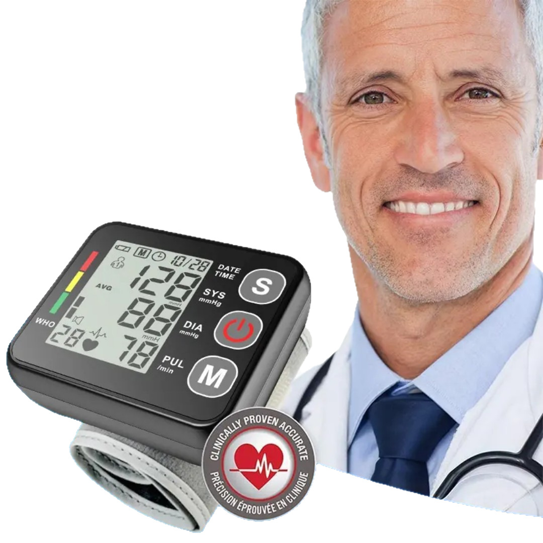 腕式电子血压计家用全自动带语音测量壳料 血压计白底实物图