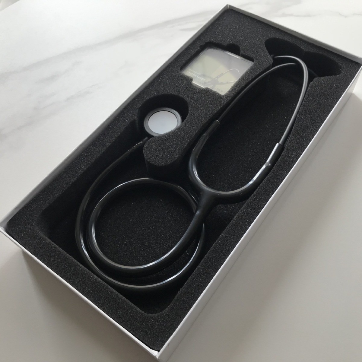 All-black rainbow-head stethoscope, stainless steel stethoscope, ear hook stethoscope detail image 4