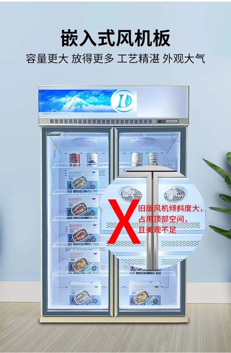 商用节能2门3门玻璃展示冻品GlassDoorFreezer立式冷冻柜详情4