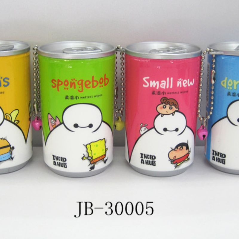 大白卡通系列30片罐装迷你可乐抽取式湿巾