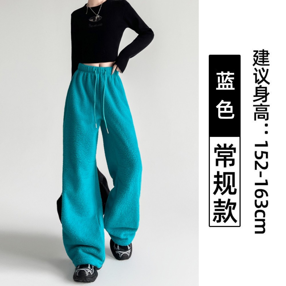 源头工厂慵懒风阔腿裤女冬季2025新款双面摇粒绒高腰宽松直筒裤保暖休闲裤🉑支持各大电商平台定制贴牌加工代发跨境欧美大码详情图13