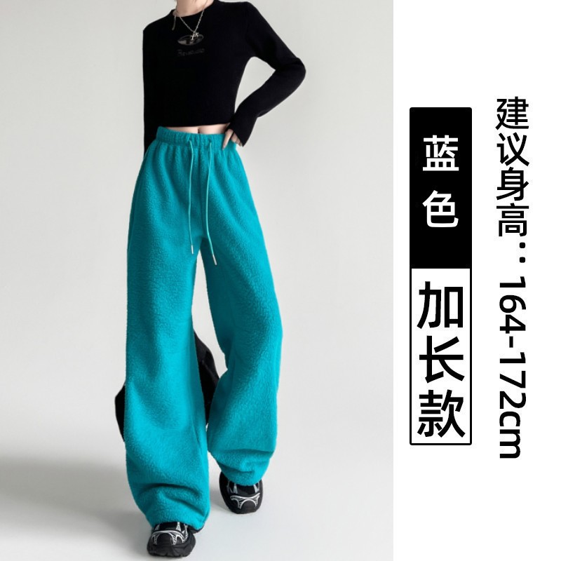 源头工厂慵懒风阔腿裤女冬季2025新款双面摇粒绒高腰宽松直筒裤保暖休闲裤🉑支持各大电商平台定制贴牌加工代发跨境欧美大码详情图17