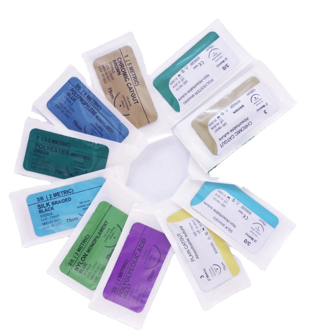 外贸出口英文灭菌可吸收手术缝合线 医用外科缝合SURGICAL SUTURES 手术急救缝合配件产品图