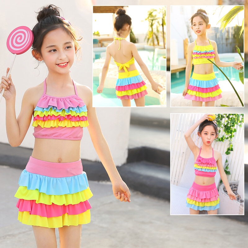 儿童泳衣女童宝宝游泳衣中大童女孩分体裙式公主洋气学生泳装5646