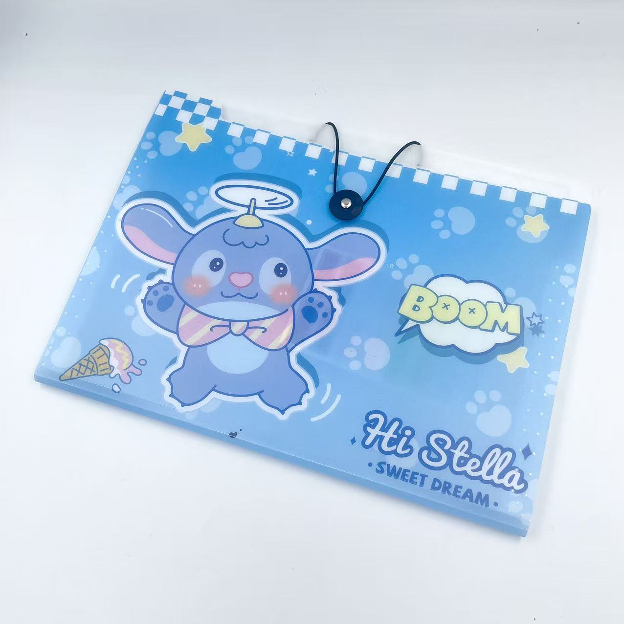 A4 student cartoon printing, 8-panel organ clip, office supplies folder, rope buckle file folder, storage test paper bag Specification image