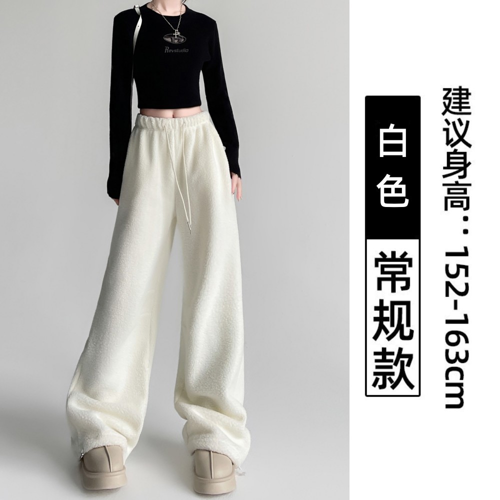 源头工厂慵懒风阔腿裤女冬季2025新款双面摇粒绒高腰宽松直筒裤保暖休闲裤🉑支持各大电商平台定制贴牌加工代发跨境欧美大码详情图15