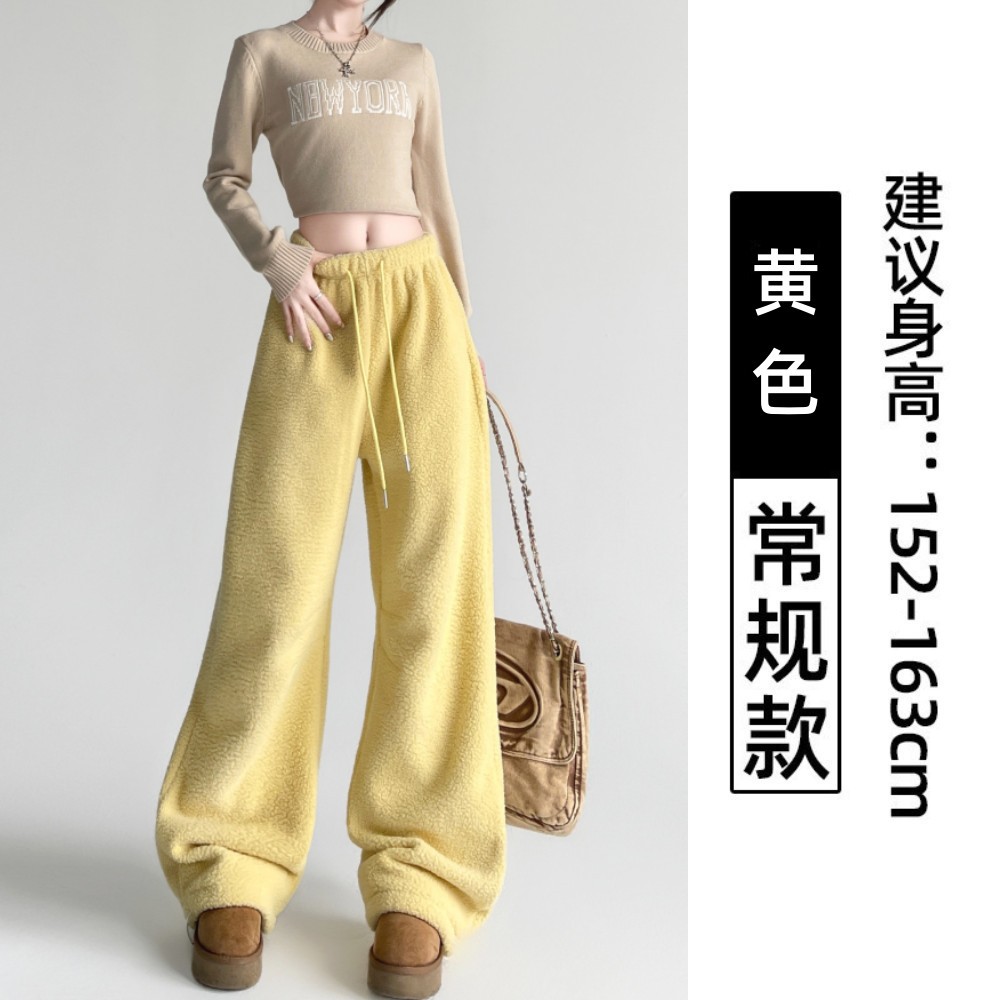 源头工厂慵懒风阔腿裤女冬季2025新款双面摇粒绒高腰宽松直筒裤保暖休闲裤🉑支持各大电商平台定制贴牌加工代发跨境欧美大码详情图14