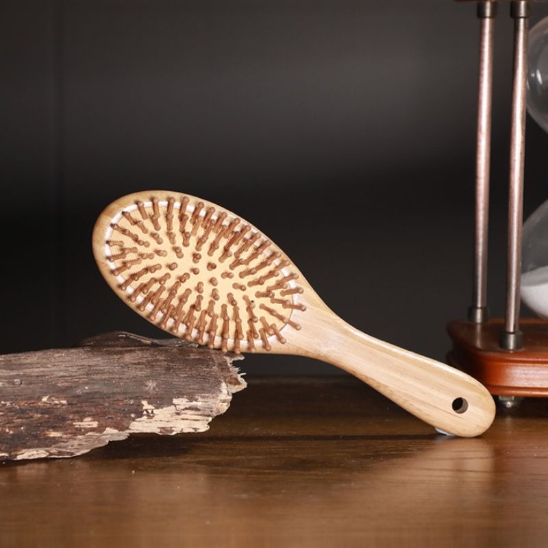 Large oval bamboo massage comb, air cushion comb, massage scalp and hair care comb details Picture