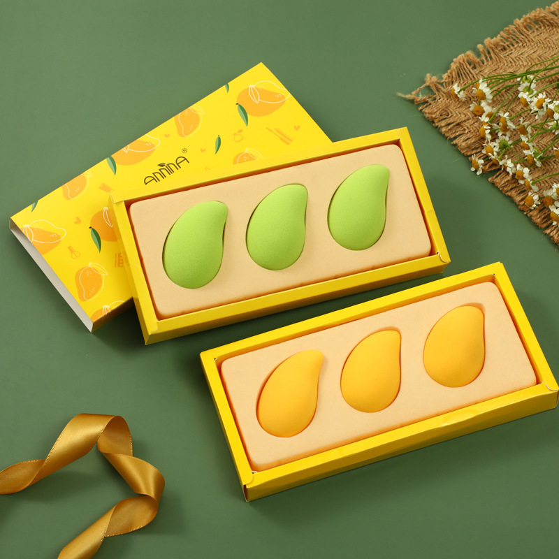 Gracebabi's same style small mango Beauty egg set, non-latex, non-powder mango beauty egg powder puff wholesale 1