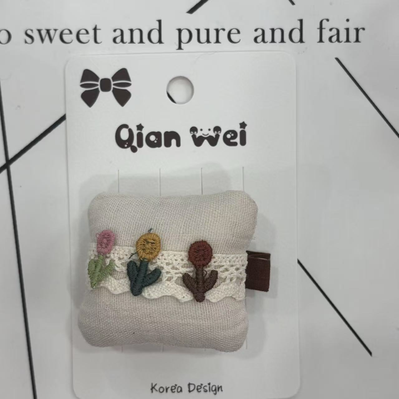 Flower-wrapped square bag Korean-style hairpin
