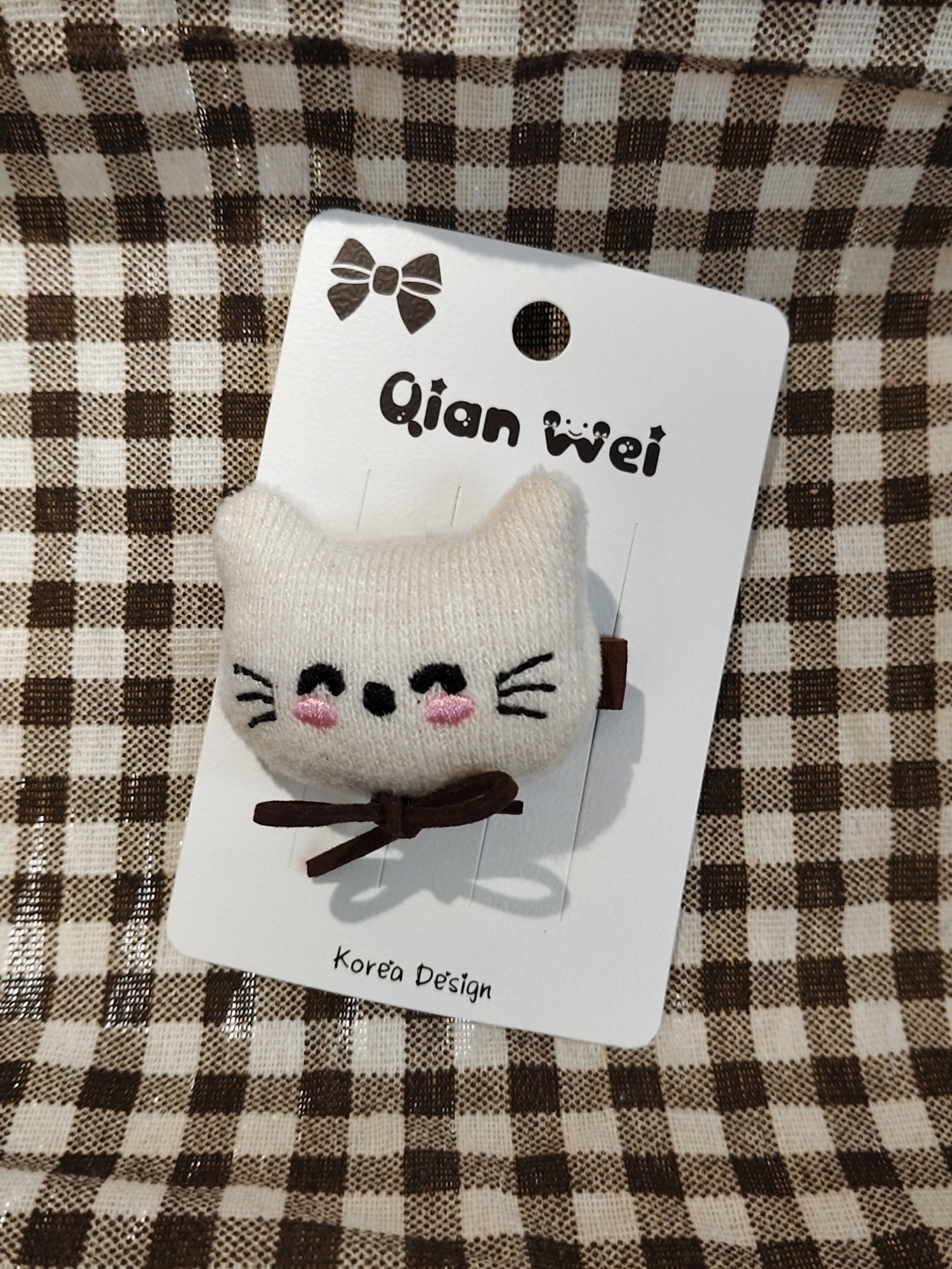 2025 Cute cat head with bow style hair clip