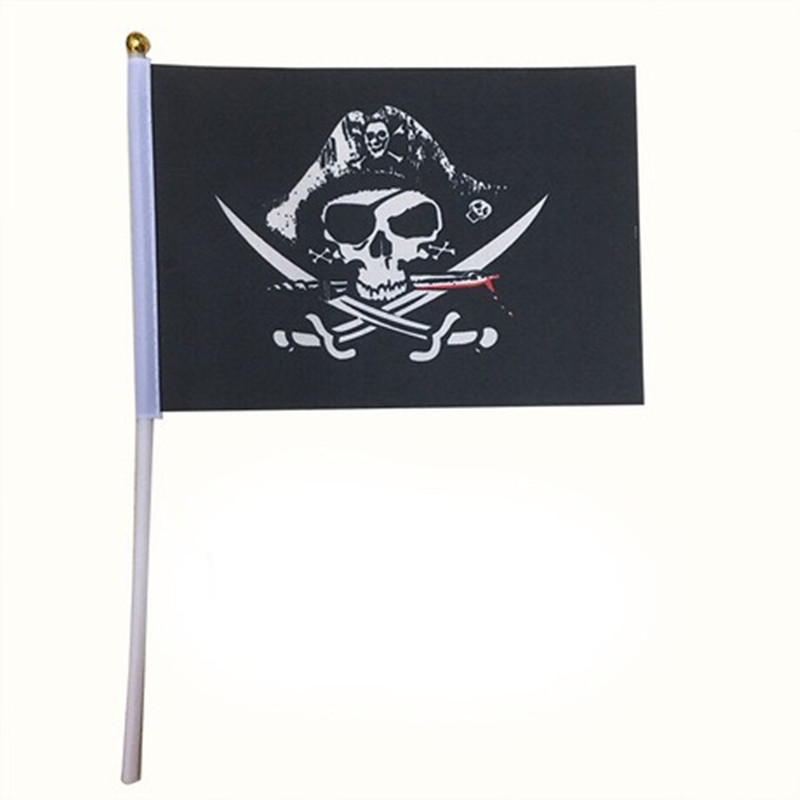 厂家 货源4号国旗帜万圣节骷髅海盗手摇旗