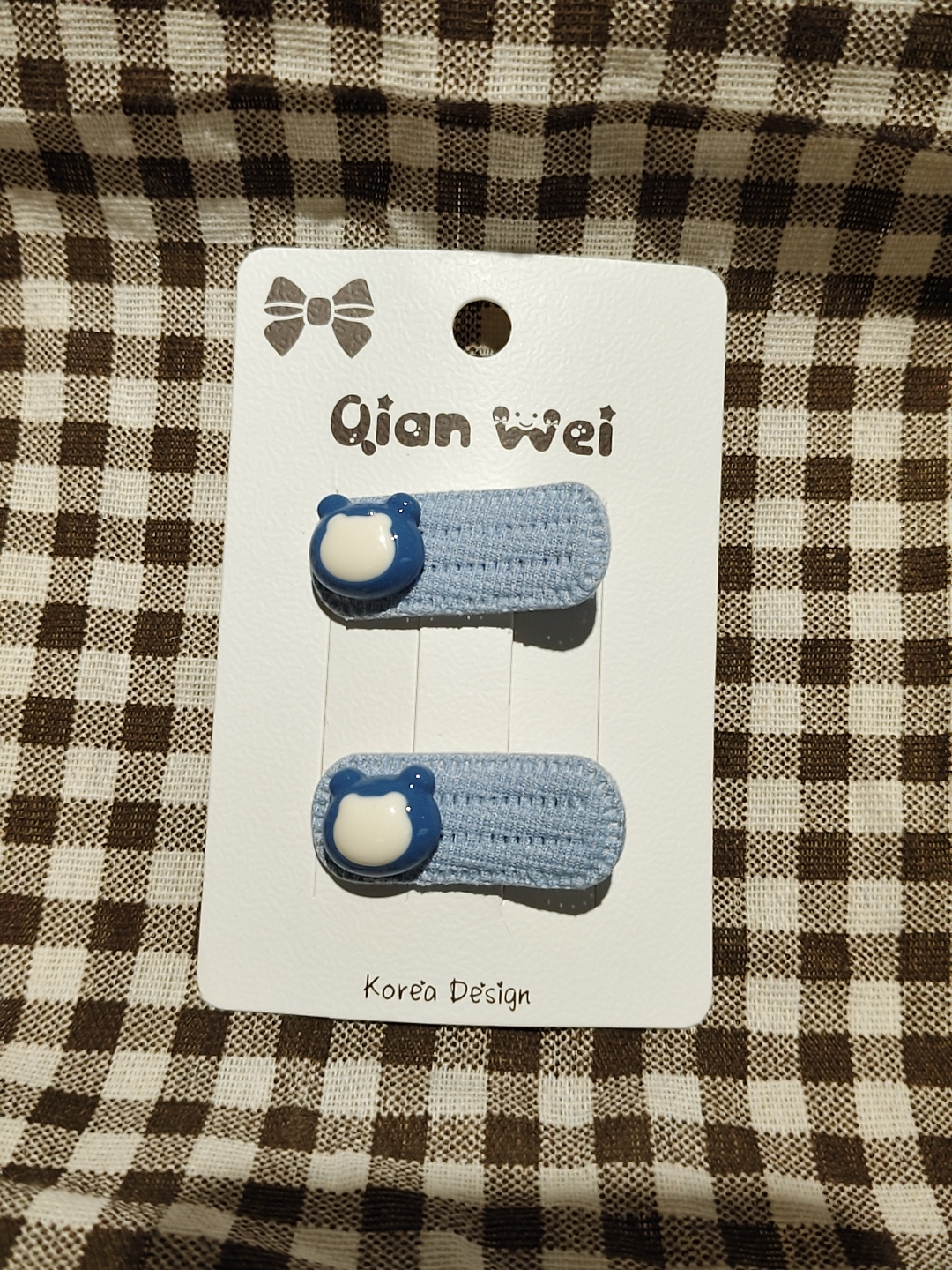 Korean version bear head blue background accessory hair clip