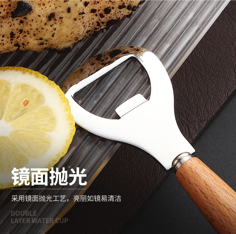 不锈钢木柄啤酒开瓶器产品图