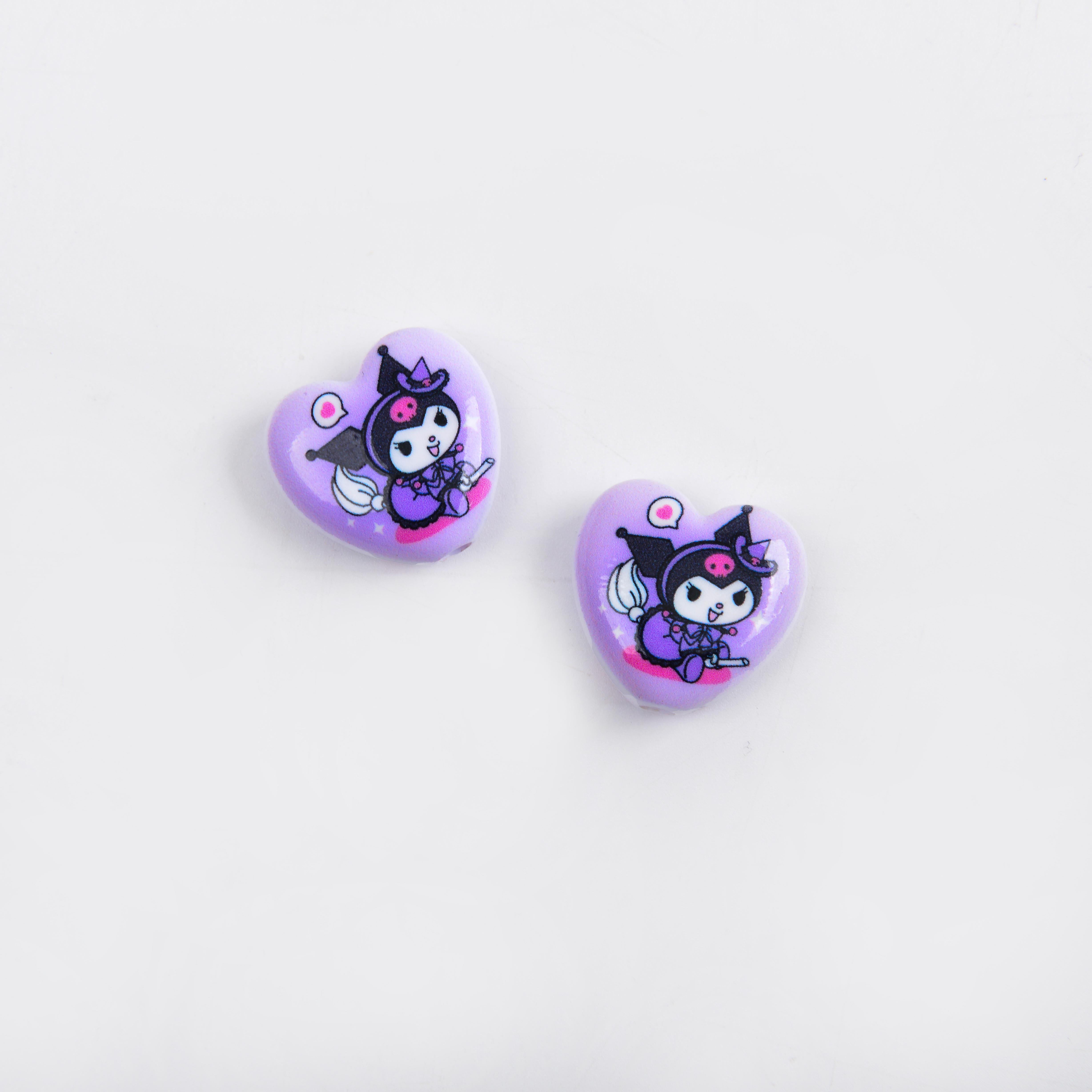 Personalized lacquered color-printed Sanrio heart DIY handcrafted beads, loose beads, pen strings, mobile phone chain pendant, accessory Specification image