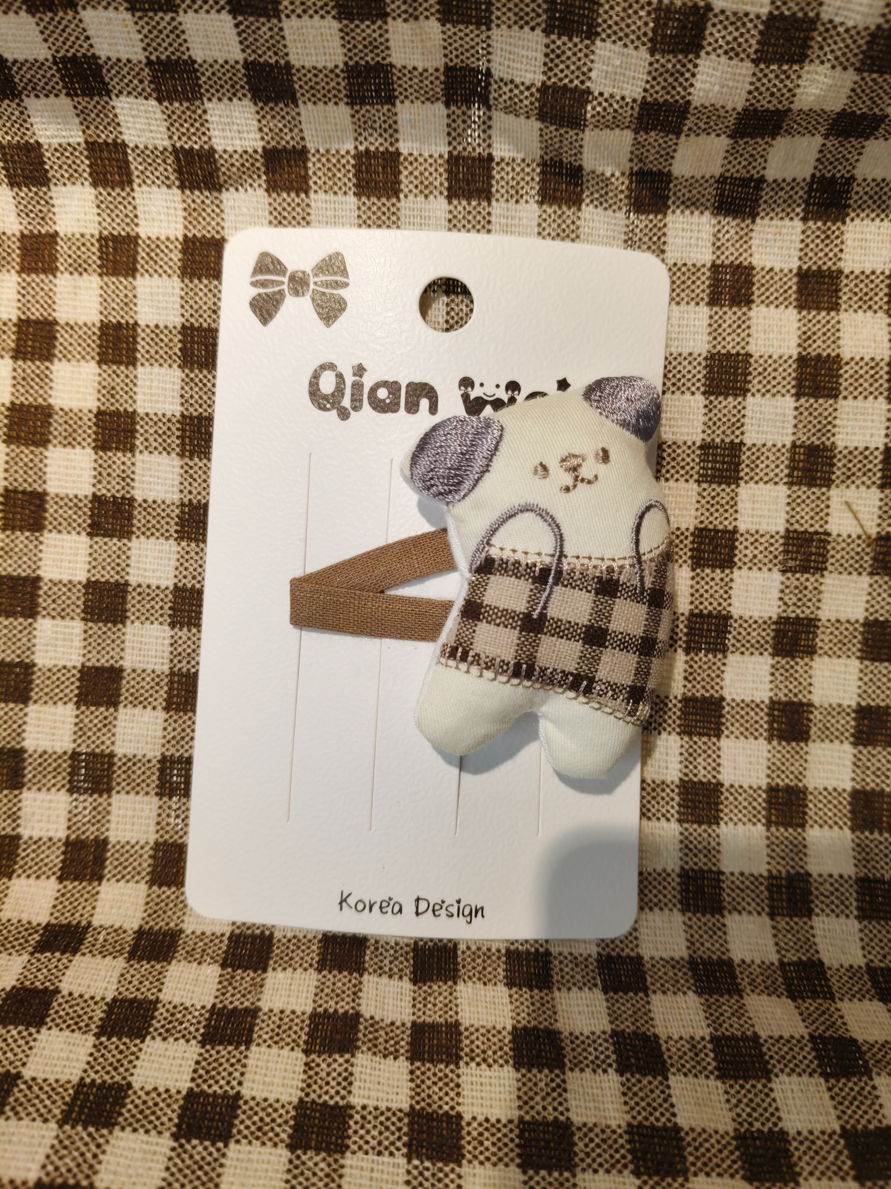Coffee-colored rabbit hair clips, hairpins and hair accessories