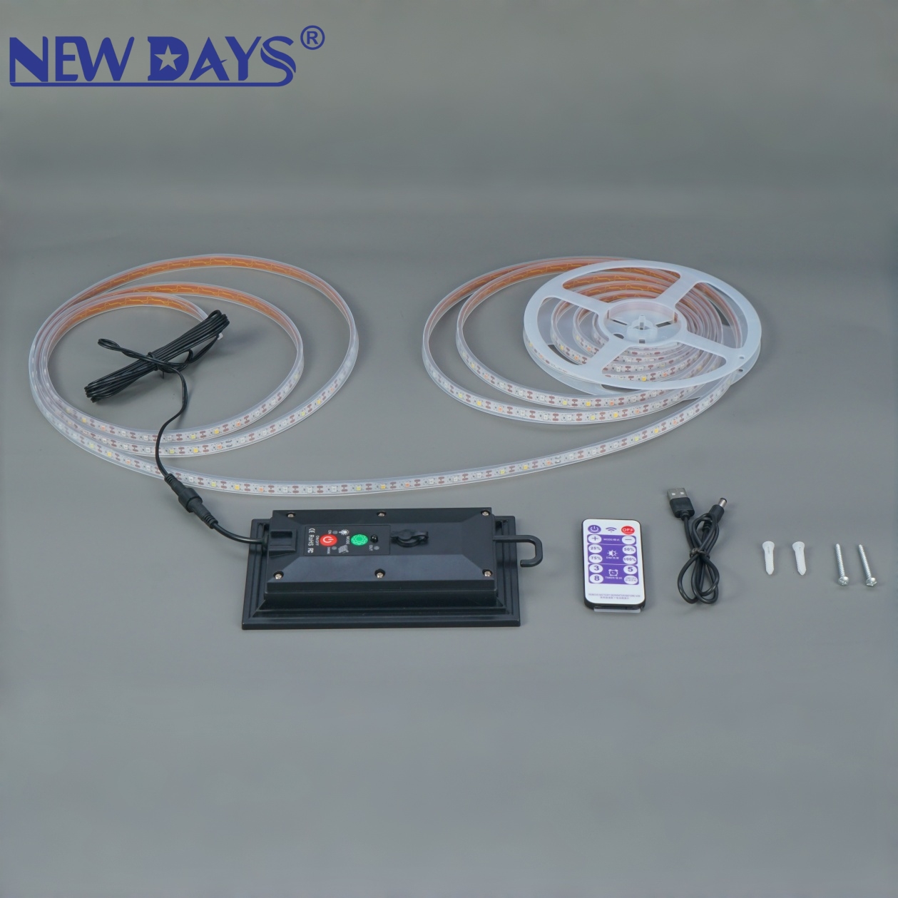 NEWDAYS品牌跨境新款超长续航太阳能灯带套装大容量电池庭院装饰灯防水防雨限时折扣热卖