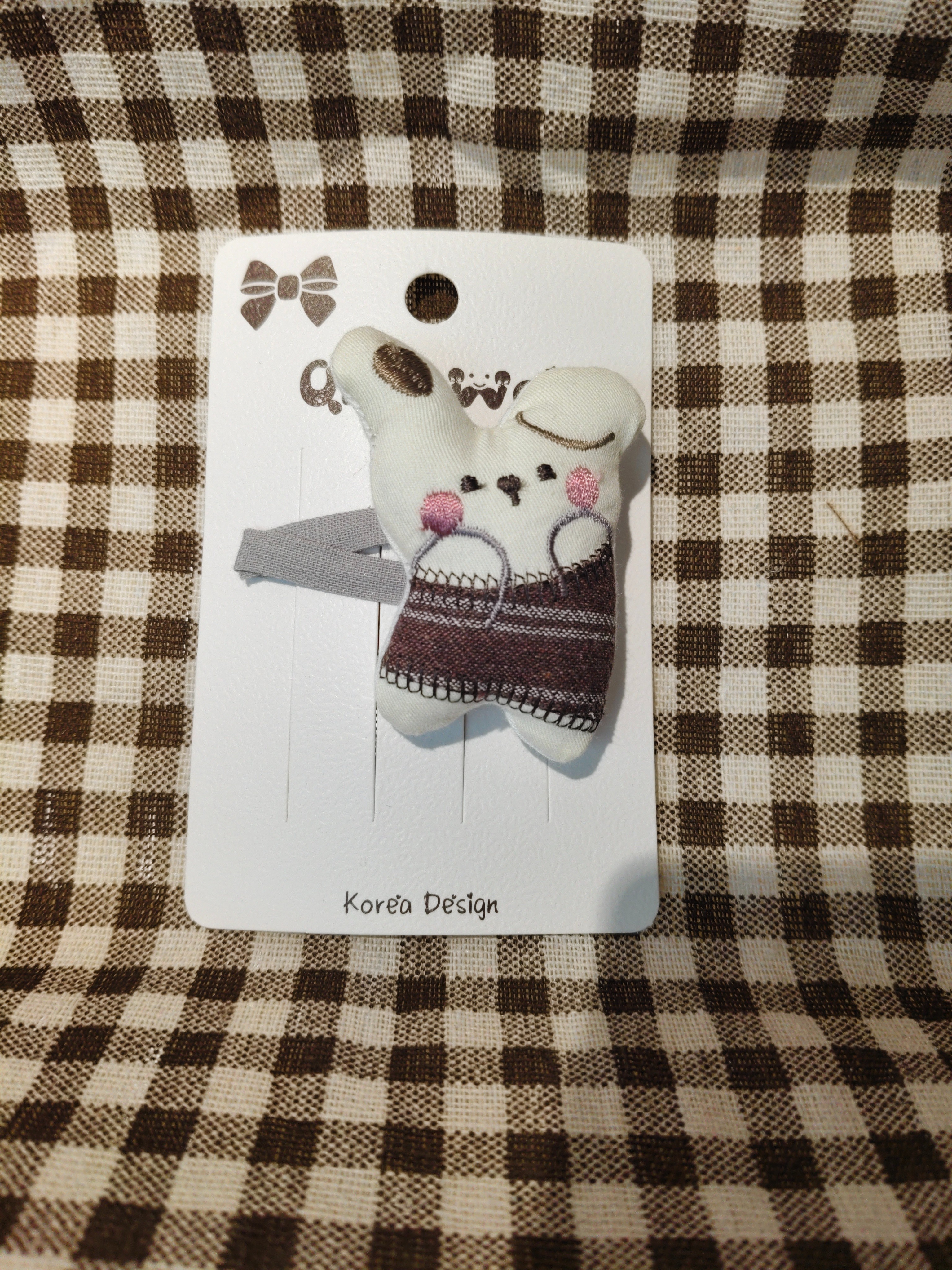 Grey face-slapping rabbit hair clips, children's spliced Korean version hair clips, children's spliced Korean version