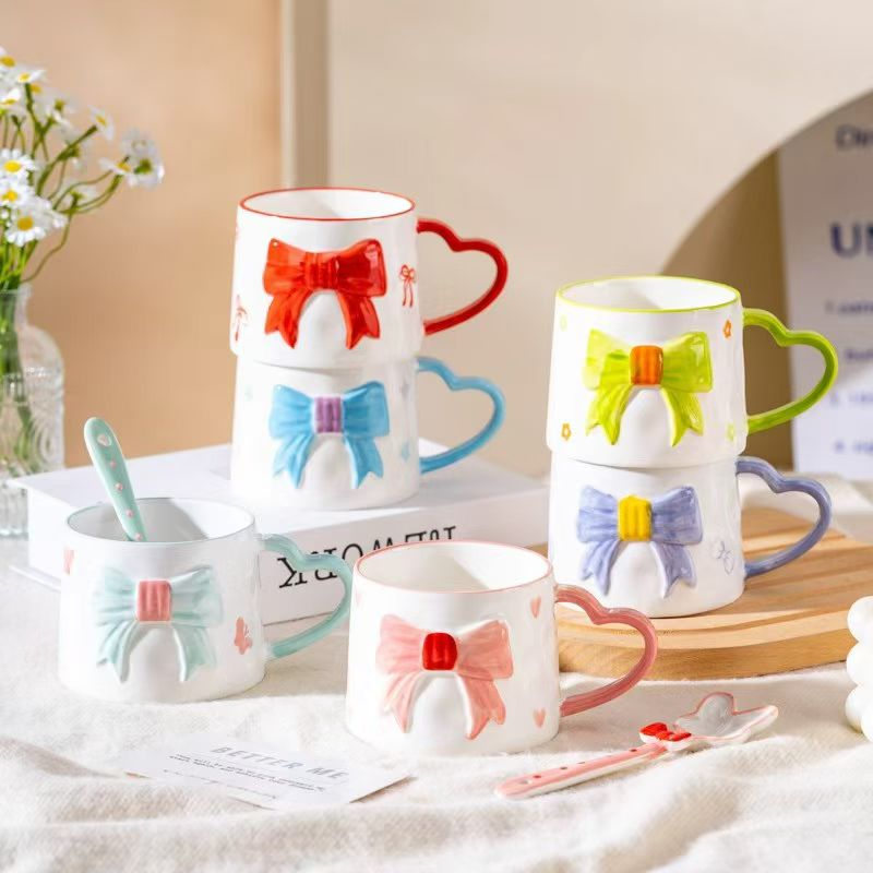 Linglong Ceramic water cups, coffee cups, daily necessities ceramic cups, simple and creative home and office tea cups detail image 9