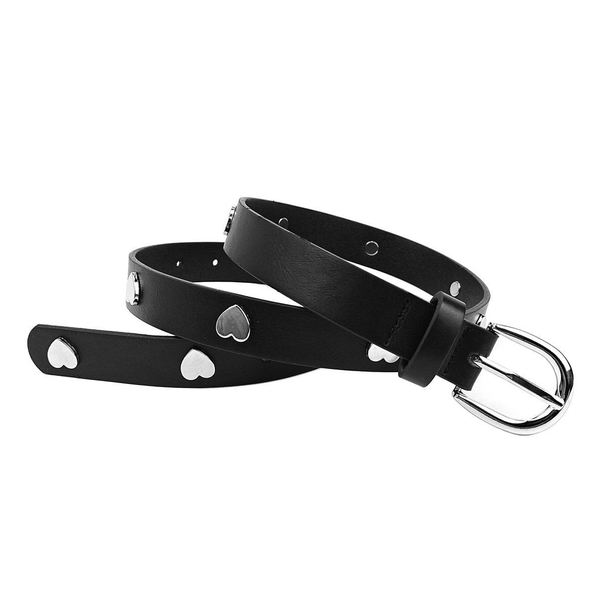 This denim pin buckle simple metal heart-shaped belt is a versatile choice for women. It is suitable for both men and women for casual commuting details Picture