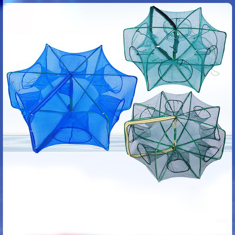 方形渔网折叠虾笼鱼笼龙虾网黄鳝笼捕虾网鱼网扑螃蟹捕鱼笼手抛网渔具抄网路亚铁丝网篓路亚饵漂盒