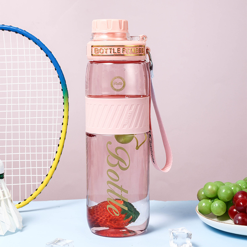 H164-HY-001 Portable sports plastic water cup, food-grade anti-drop portable cup, handle cup for girls Item Picture