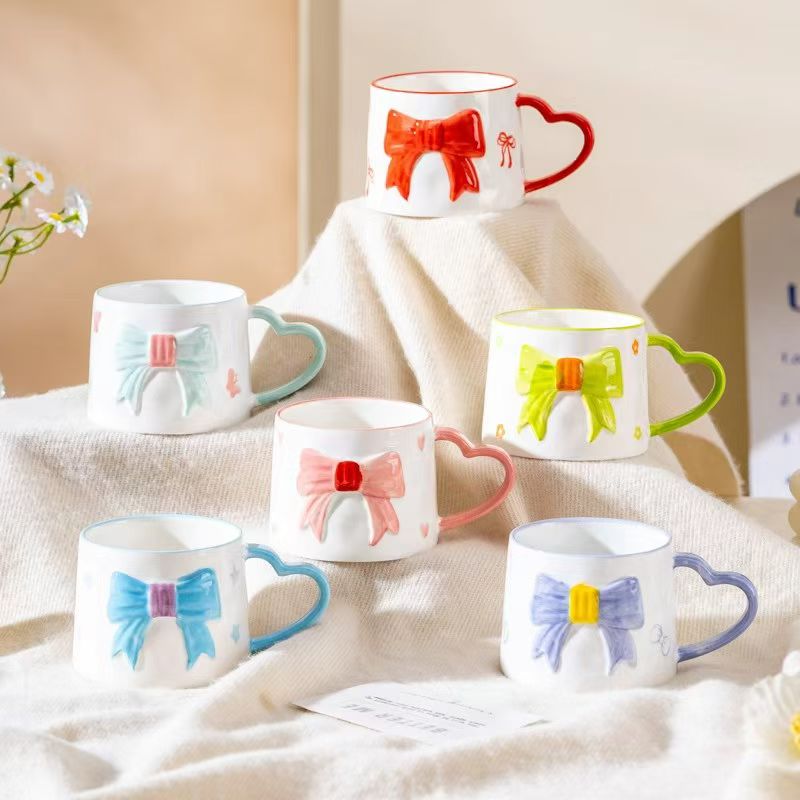 Linglong Ceramic water cups, coffee cups, daily necessities ceramic cups, simple and creative home and office tea cups detail image 8