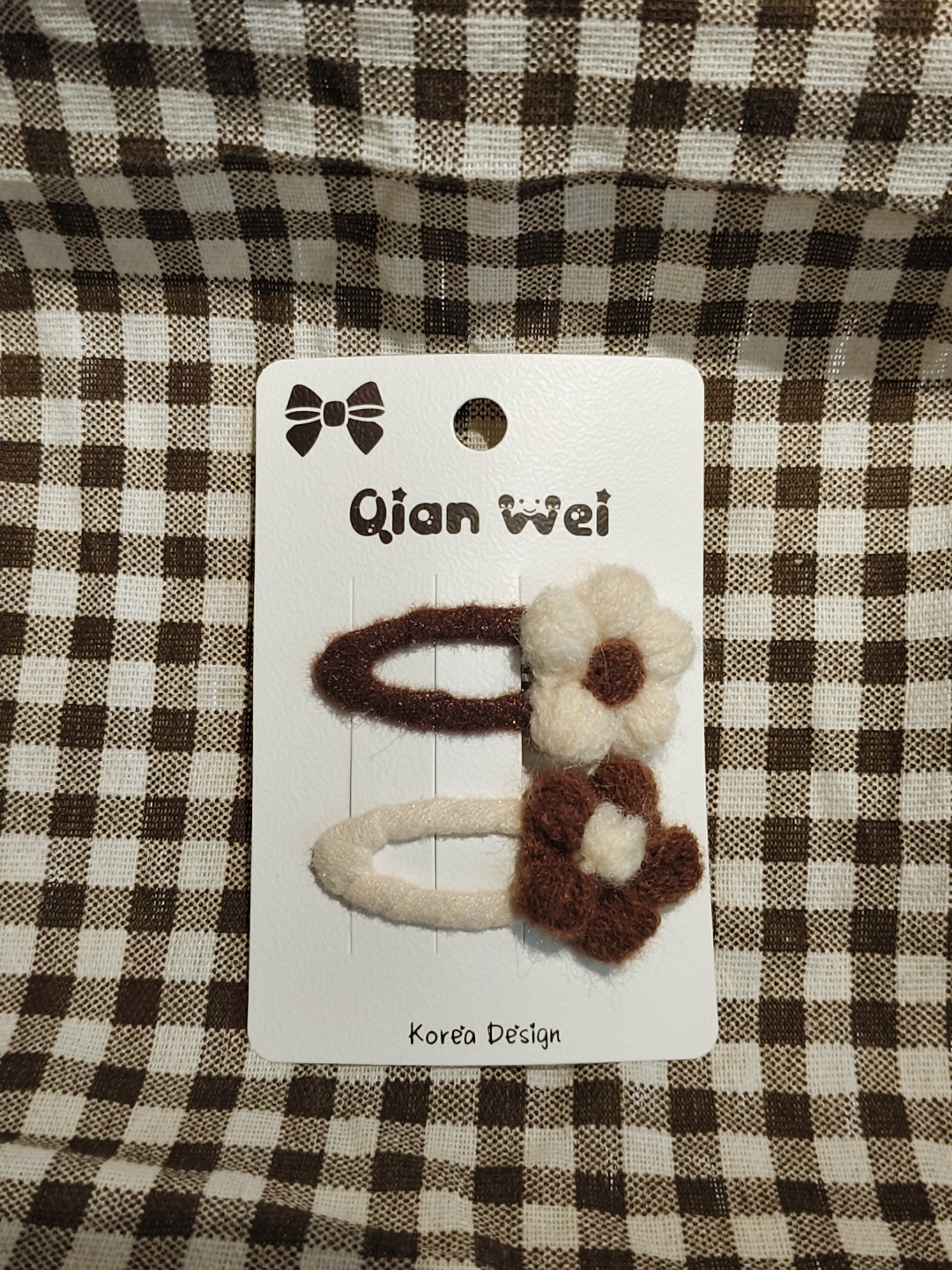 Korean version beige and coffee dual-color petal double-combination hair clip