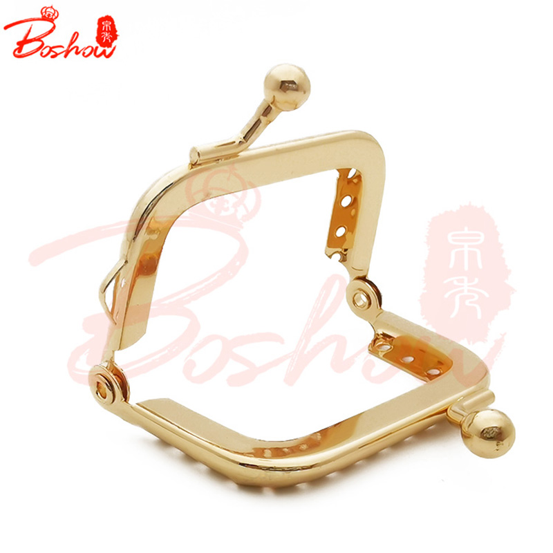 5.5cm方形光面针孔普通珠头口金提把1箱包配件