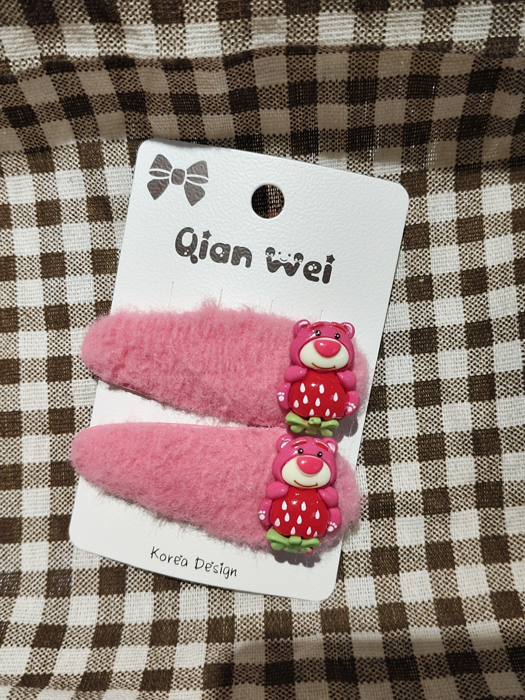 Korean version 2025 Strawberry Bear plush hairpin