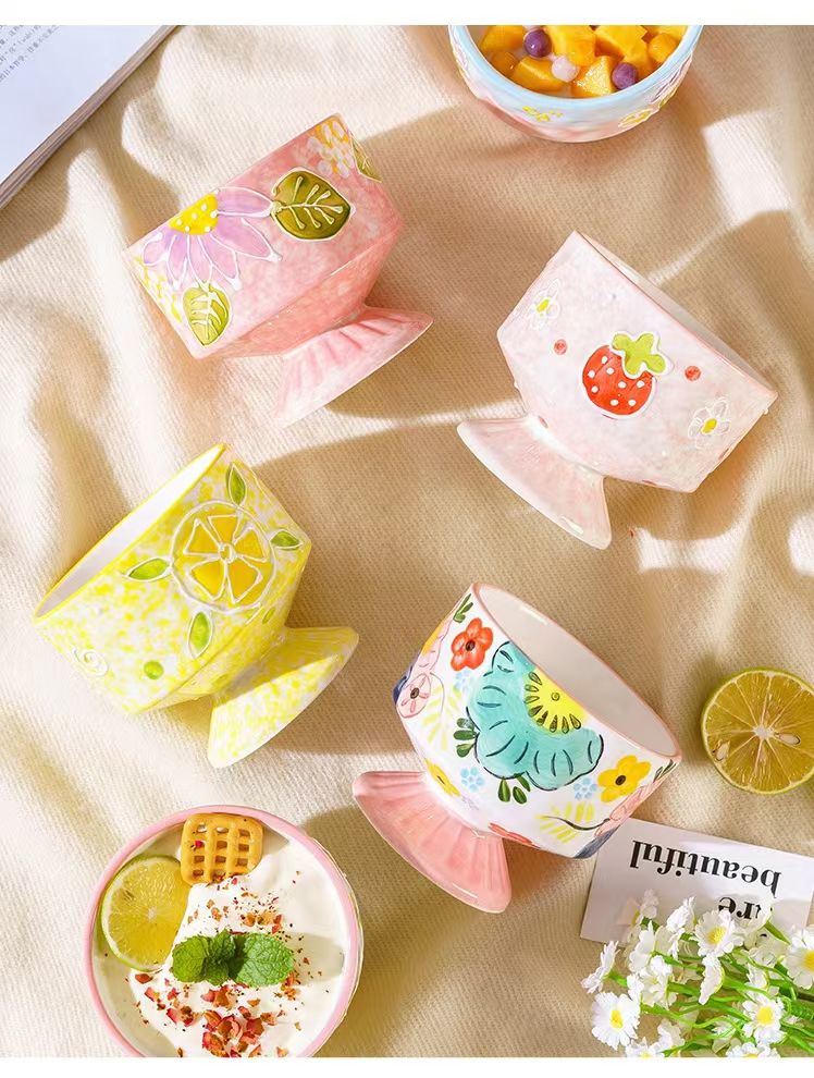 Linglong Ceramic water cups, daily necessities coffee cups, ceramic coffee cups, creative ceramic cups, household tea cups details Picture