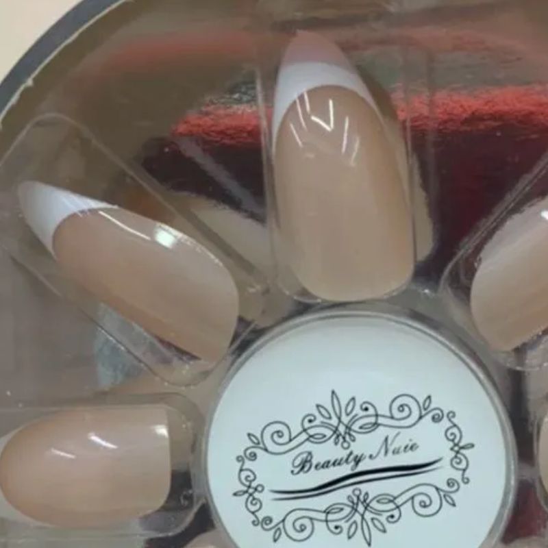 尖头米黄色法式美甲 可拆卸穿戴 反复可摘可戴02