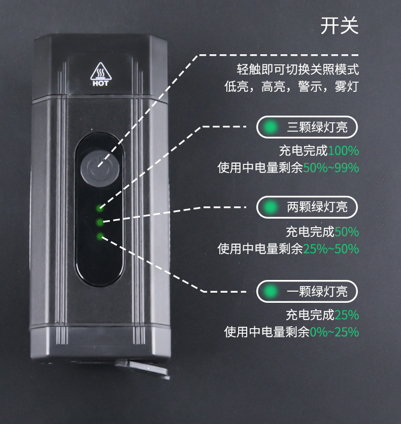 BL100 aluminum headlamp USB charging bicycle aluminum alloy headlamp bicycle headlamp strong light flashlight cycling equipment pic 10