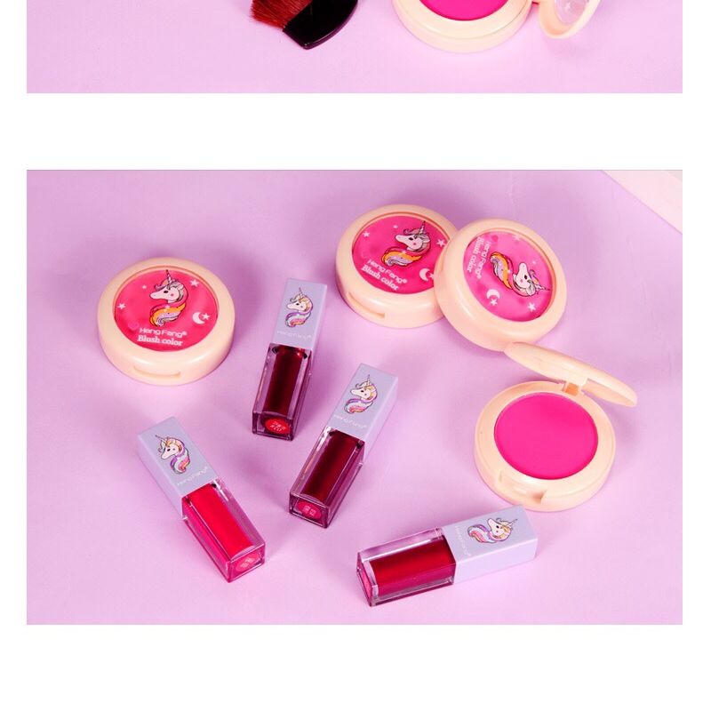 Hengfang Xingchen Huancai Makeup Set ❣️ H8210A Cunning Blush 6.5g+ Mirror Lip Gloss 3.5g Dazzling and Sparkling Play Color Set Box One box creates a charming makeup look Item Picture