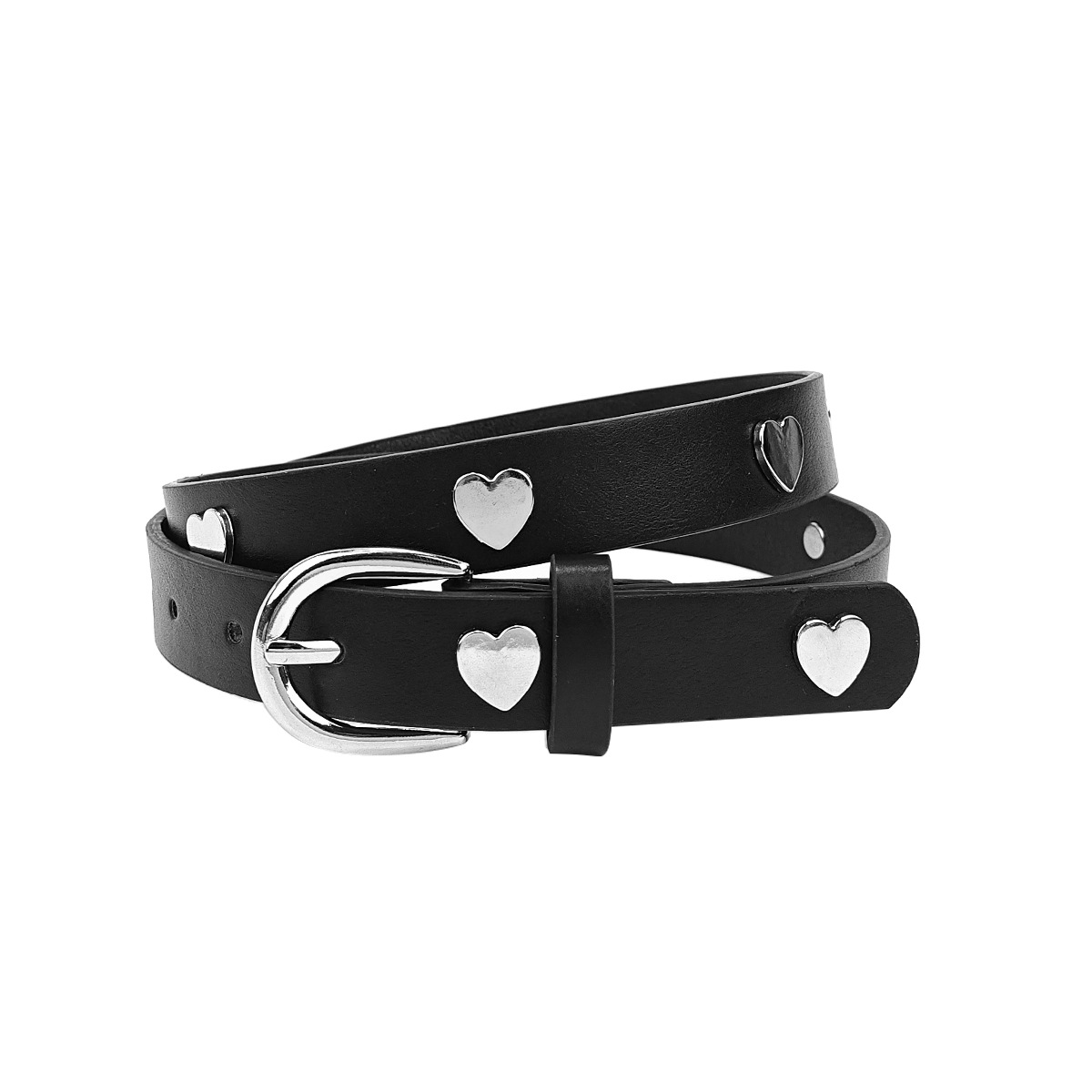 This denim pin buckle simple metal heart-shaped belt is a versatile choice for women. It is suitable for both men and women for casual commuting Specification drawing