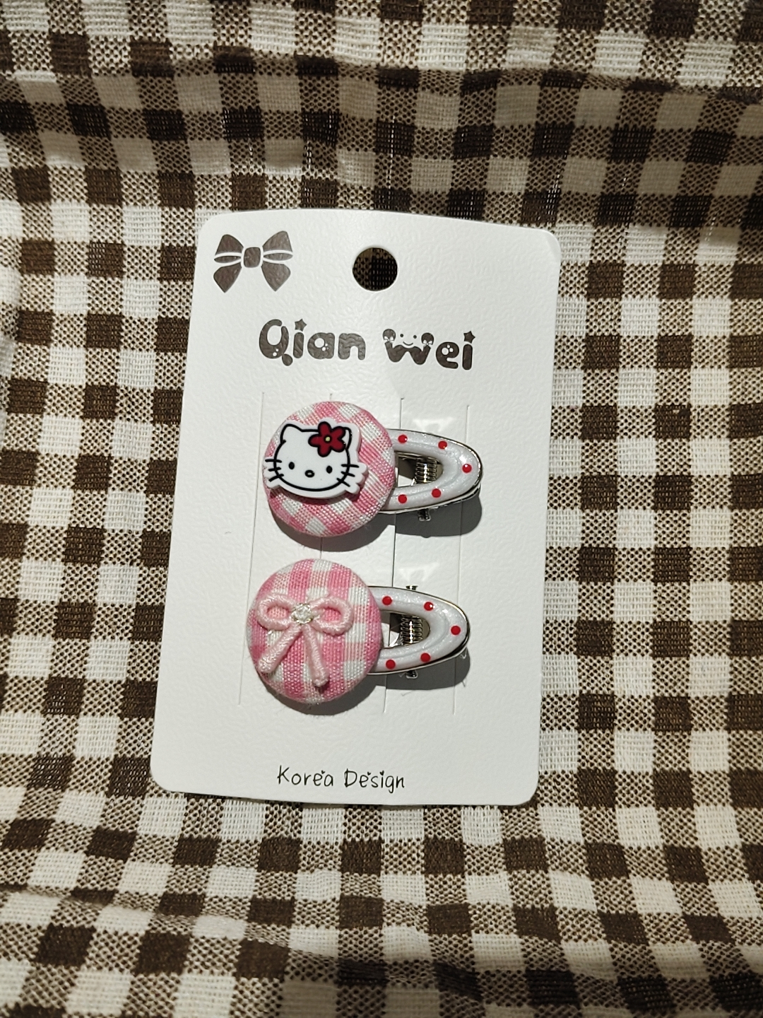 Exquisite Korean kt cat pink button-style small hair clip