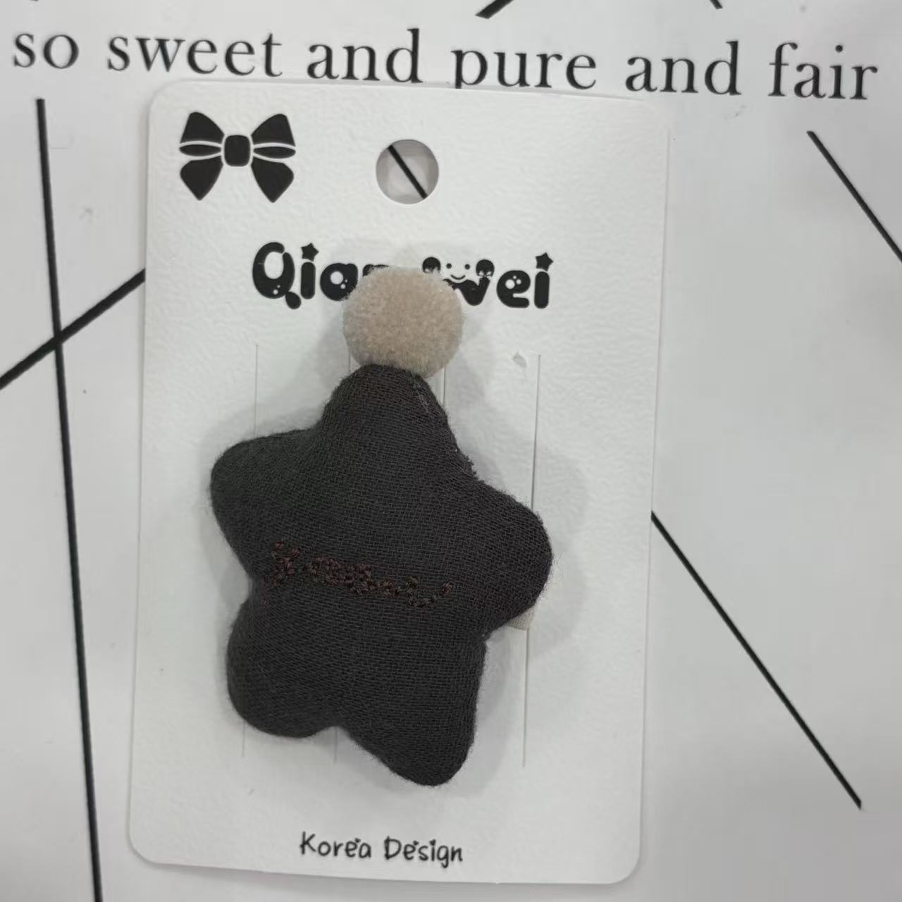 Korean-style hair clips, black plush star hair clips