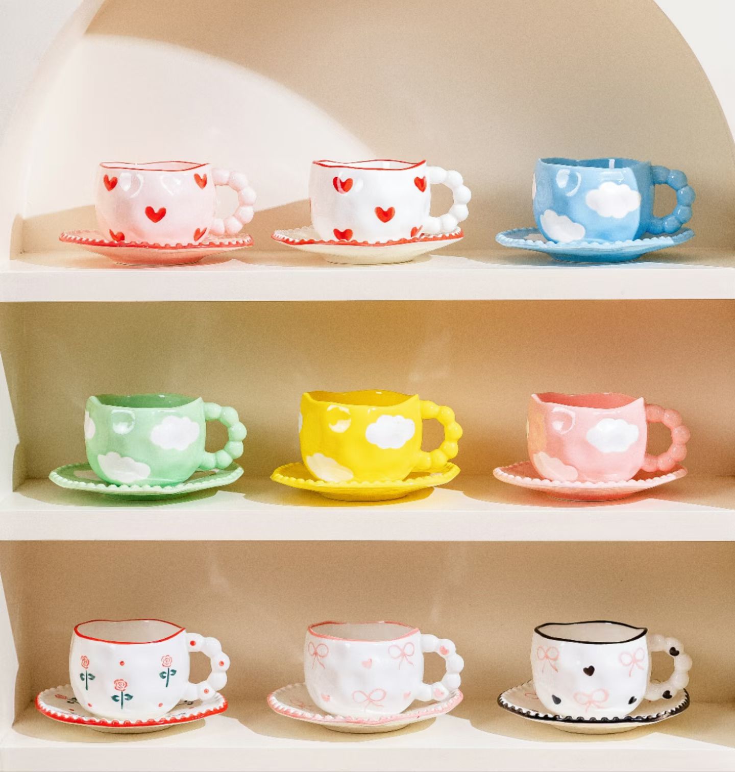 Linglong Ceramic water cups, coffee cups, daily necessities ceramic cups, simple and creative home and office tea cups detail image 7