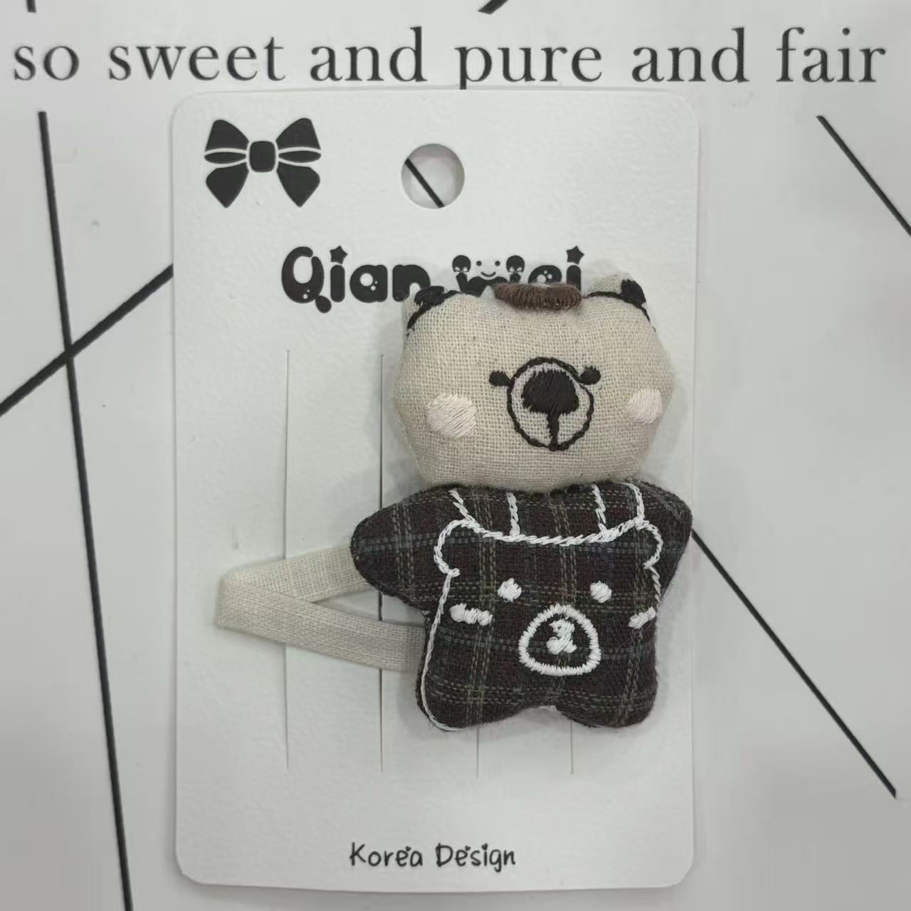 Coffee-colored bear plush hairpin, plush toy, children's toy hairpin