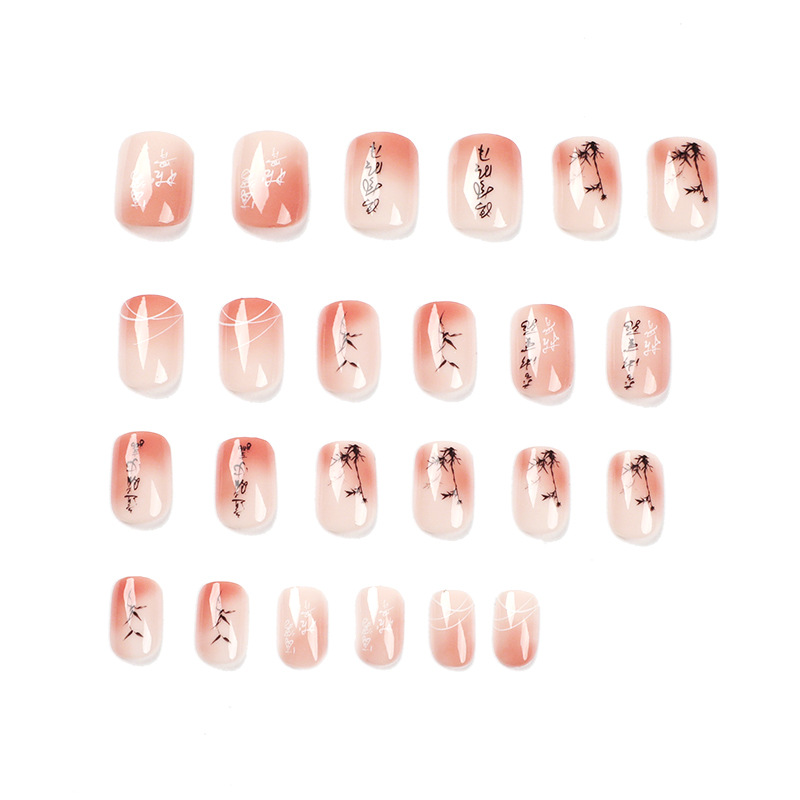 国潮穿戴甲美甲水墨国风短款甲片穿戴甲 冰透色贴片美甲  穿戴式甲片2