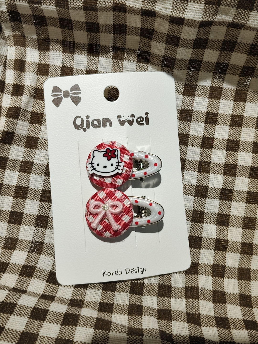 Exquisite Korean kt cat red button style small hair clip
