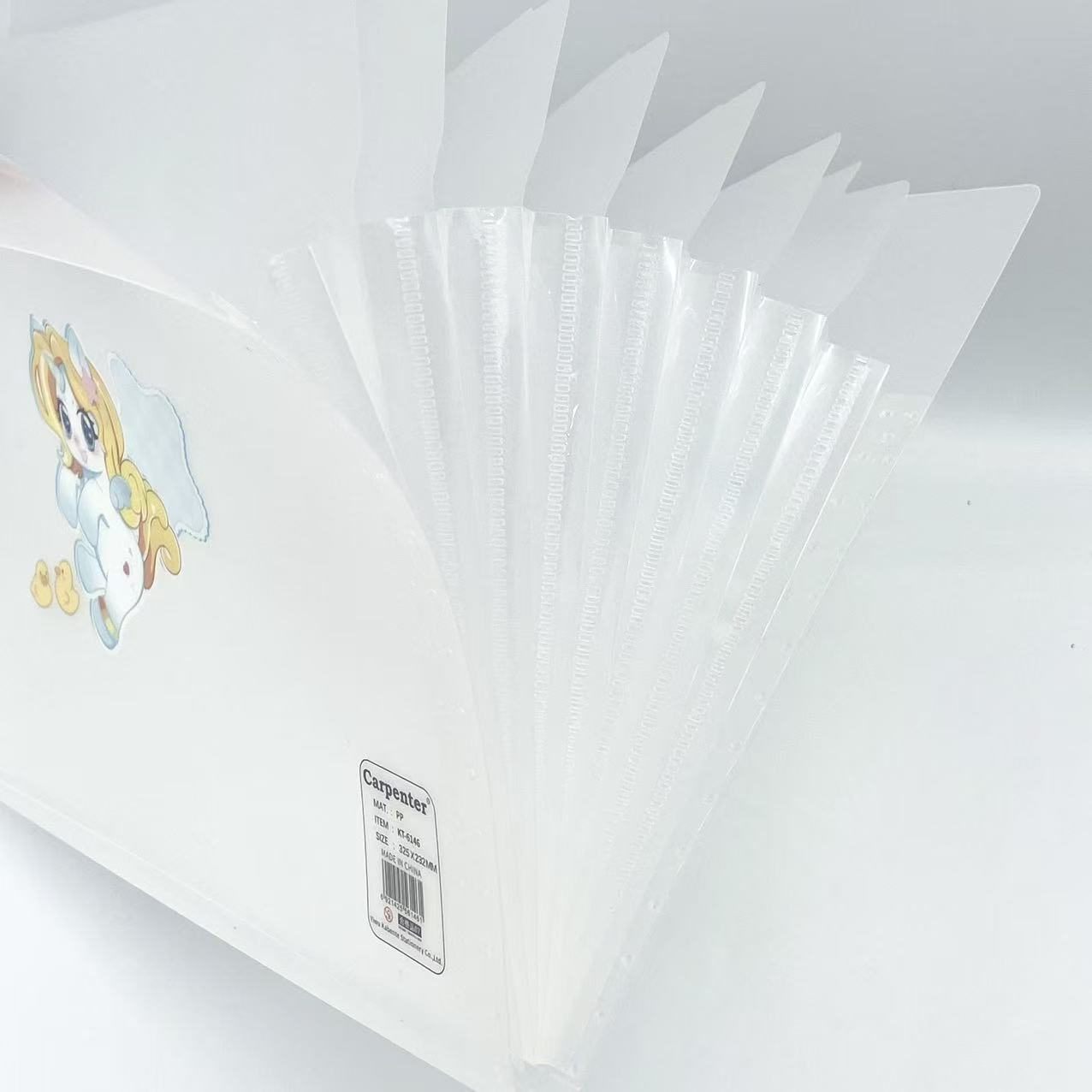 A4 unicornio 8 compartimentos órgano clip material de oficina carpeta cordón snap carpeta de información almacenamiento de documentos de examen paquete pic 4