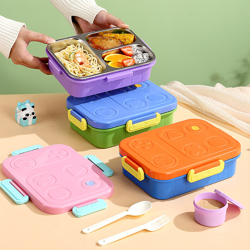 J35-2652 game console-shaped lunch box, 304 stainless steel, children's and primary school students' lunch box, office workers' separated and sealed details Picture