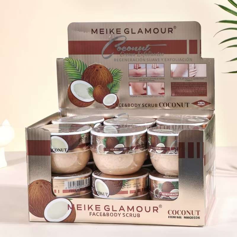MEIKE GLAMOUR椰子身体/面部磨砂膏去角质滋润保湿身体护理天然植物香氛250ml磨砂膏跨境