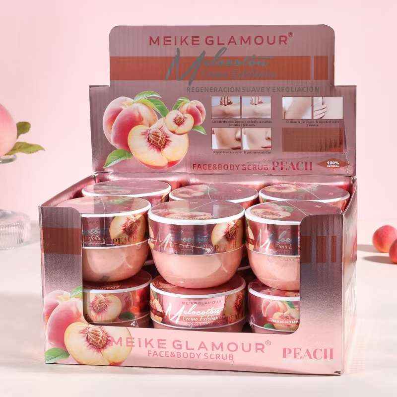 MEIKE GLAMOUR桃子身体/面部磨砂膏去角质滋润保湿身体护理天然植物香氛250ml磨砂膏跨境