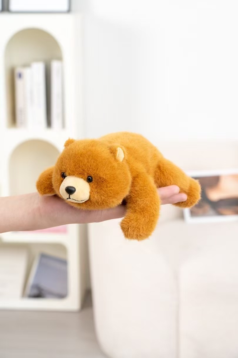 18cm fragrant brown prone teddy bear plush toy, soft and cute round-eared doll, palm comfort and companionship small ornament Specification image