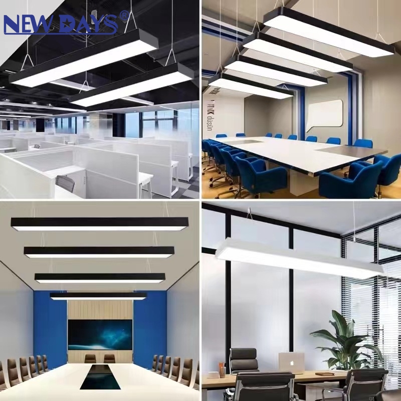 NEWDAYS品牌跨境新款塑钢办公灯led长条灯无缝拼接吊线灯台球室氛围灯健身房方通专用灯办公室灯细节图