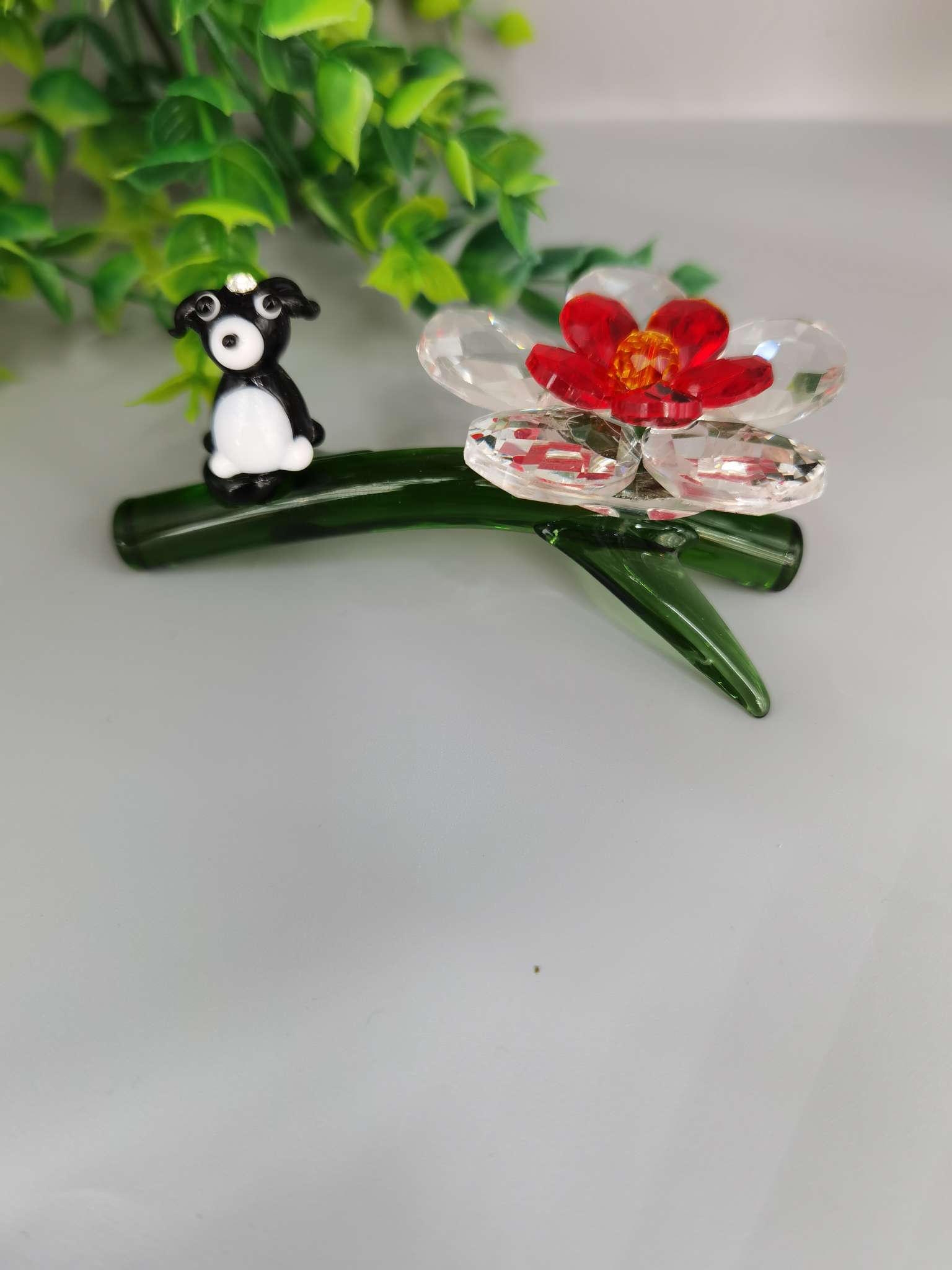 Crystal flower puppy family decoration