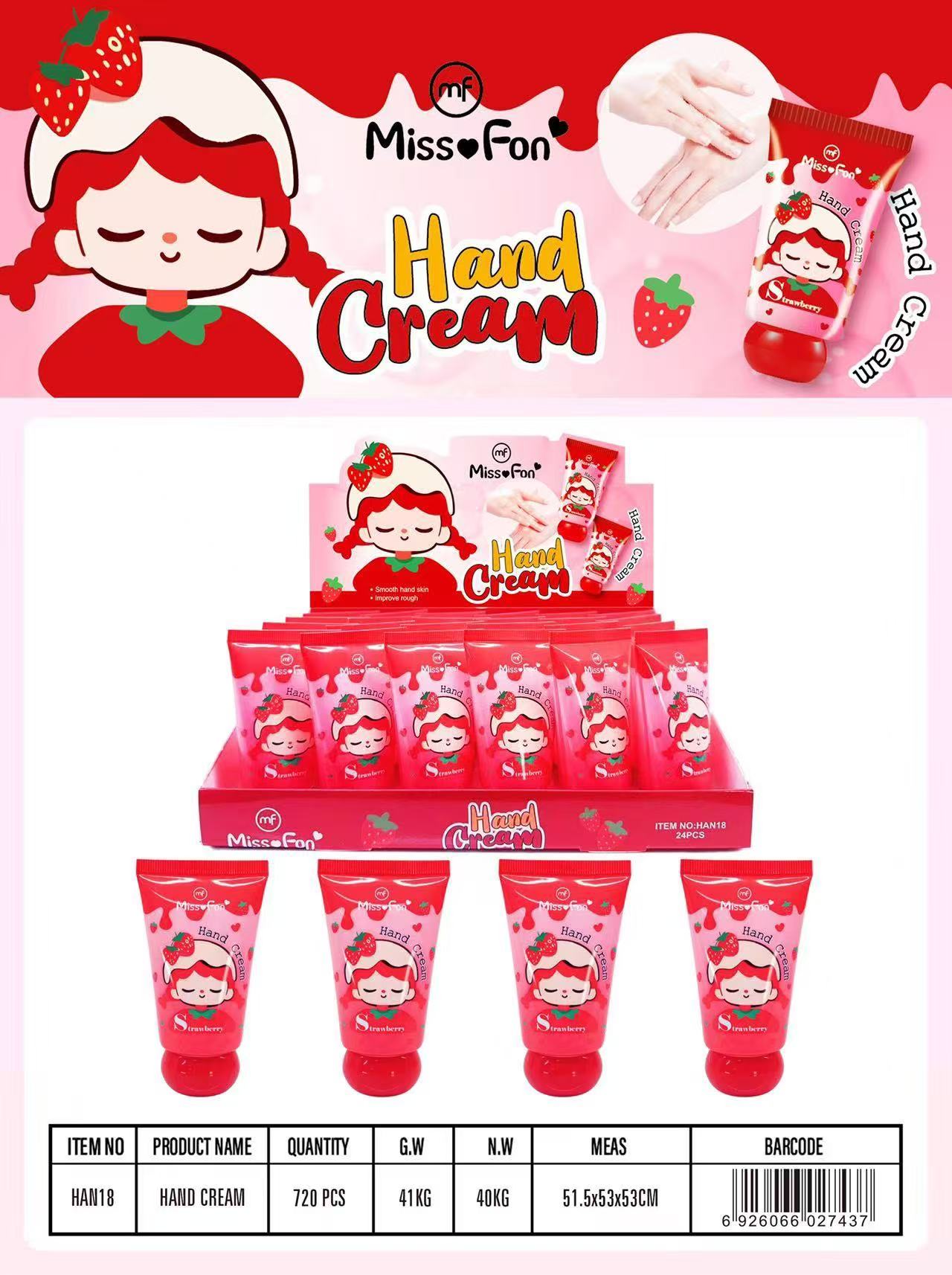 Strawberry-flavored hand cream details Picture